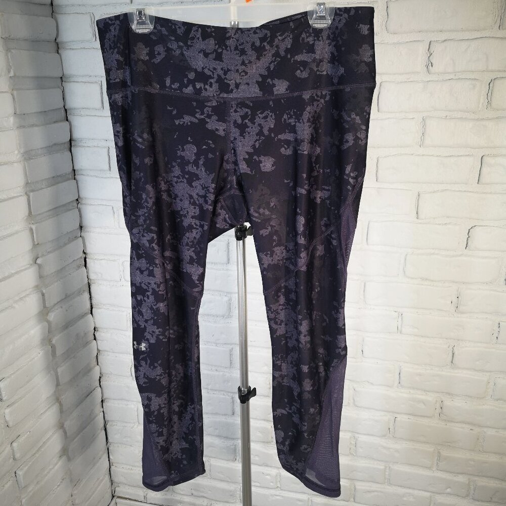 Under Armour Ladies Size XL Purple & Silver Compression Heat Gear Leggings